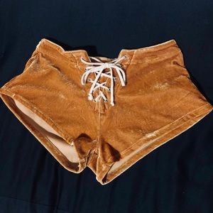 Velvet Lace Up Shorts